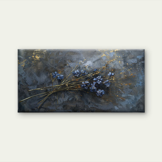 Charcoal Grey Botanical Impasto Wall Art Canvas Office Home Room Framed 120x60cm