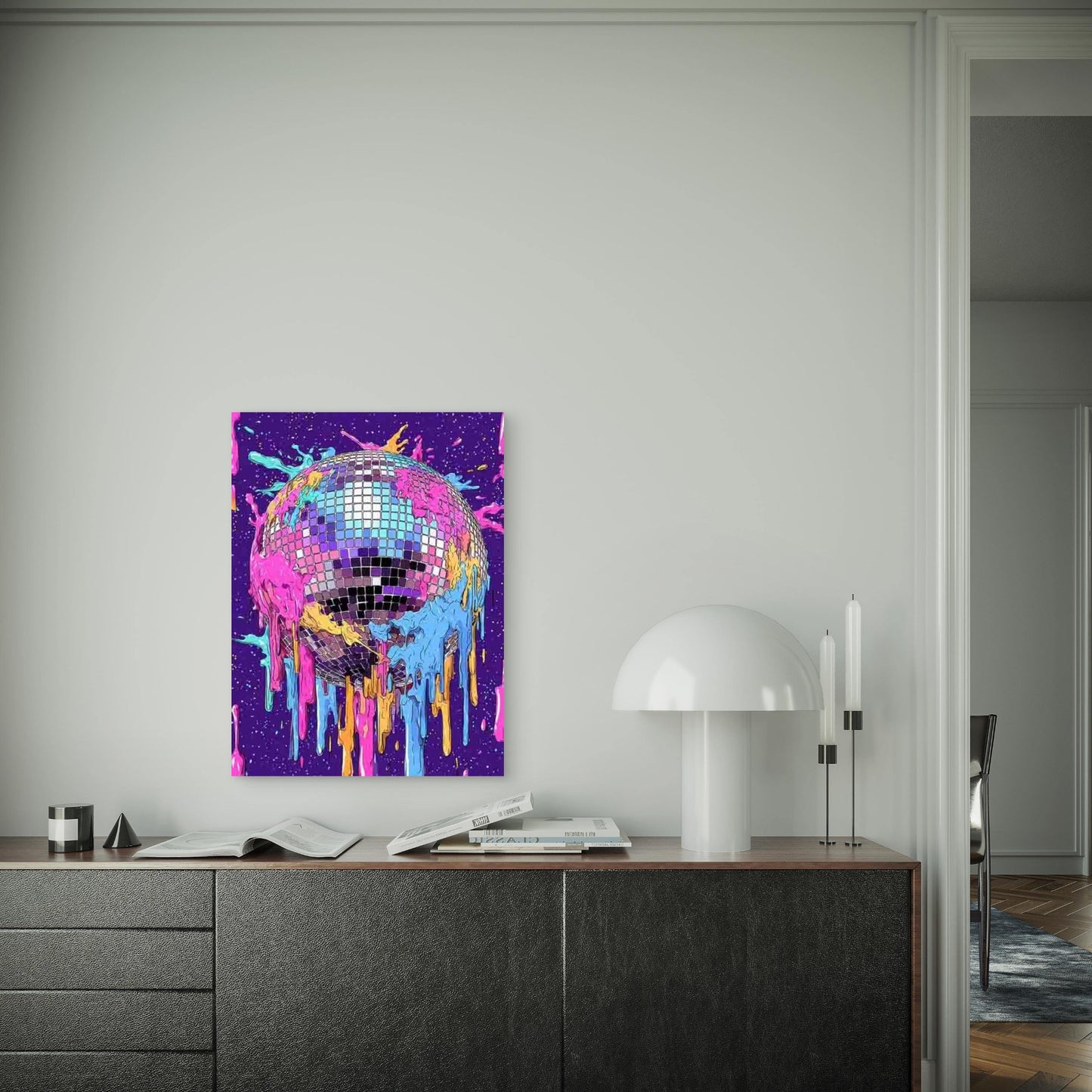 Retro Disco Ball Melting Funky 80s Inspired Metal Print Ready to Hang