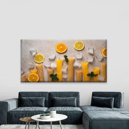 Refreshing Orange Ice Pops Wall Art Canvas Office Home Room Framed 120x60cm