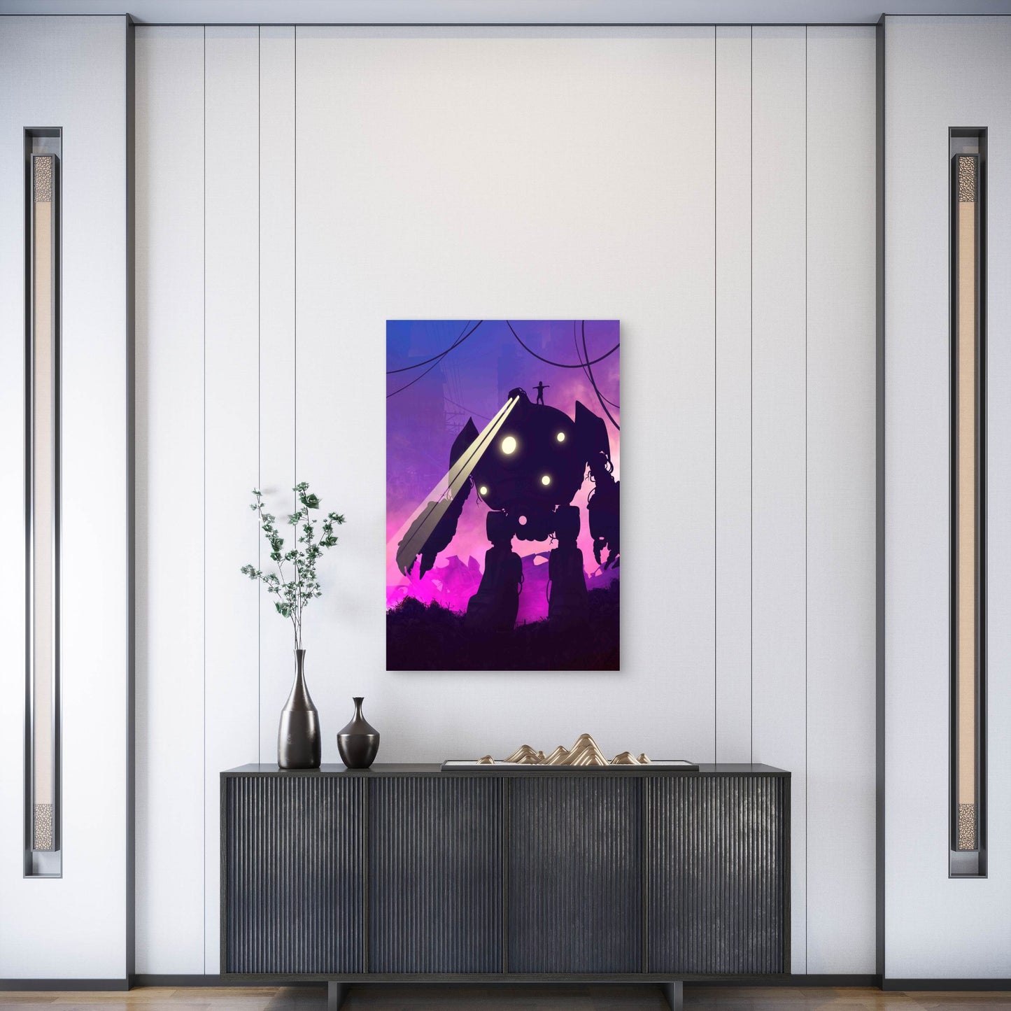 Robot and Human Friends 60x90cm Metal Print Ready to Hang