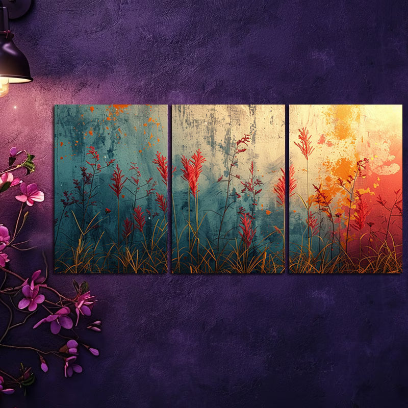 3pcs Colorful Forest Scene Wall Art Set Canvas Framed 50x70cm - High Quality Print 100% Australian Made Wall Canvas Ready to Hang - Bella Home Decor