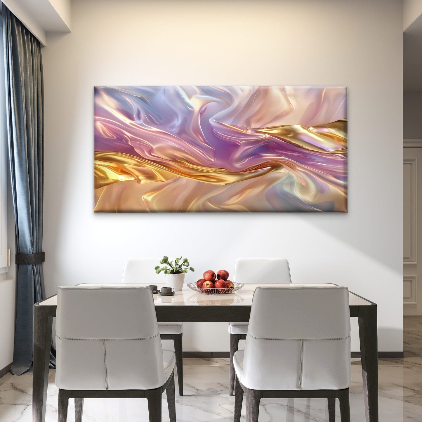 Ethereal Lavender Satin Wall Art Canvas Office Home Room Framed 120x60cm