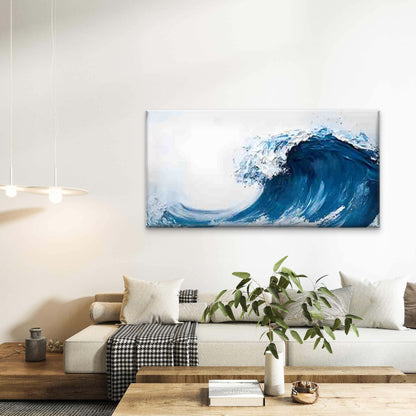 Dynamic Blue Wave Pattern Wall Art Canvas Office Home Room Framed 120x60cm - Bella Home Decor
