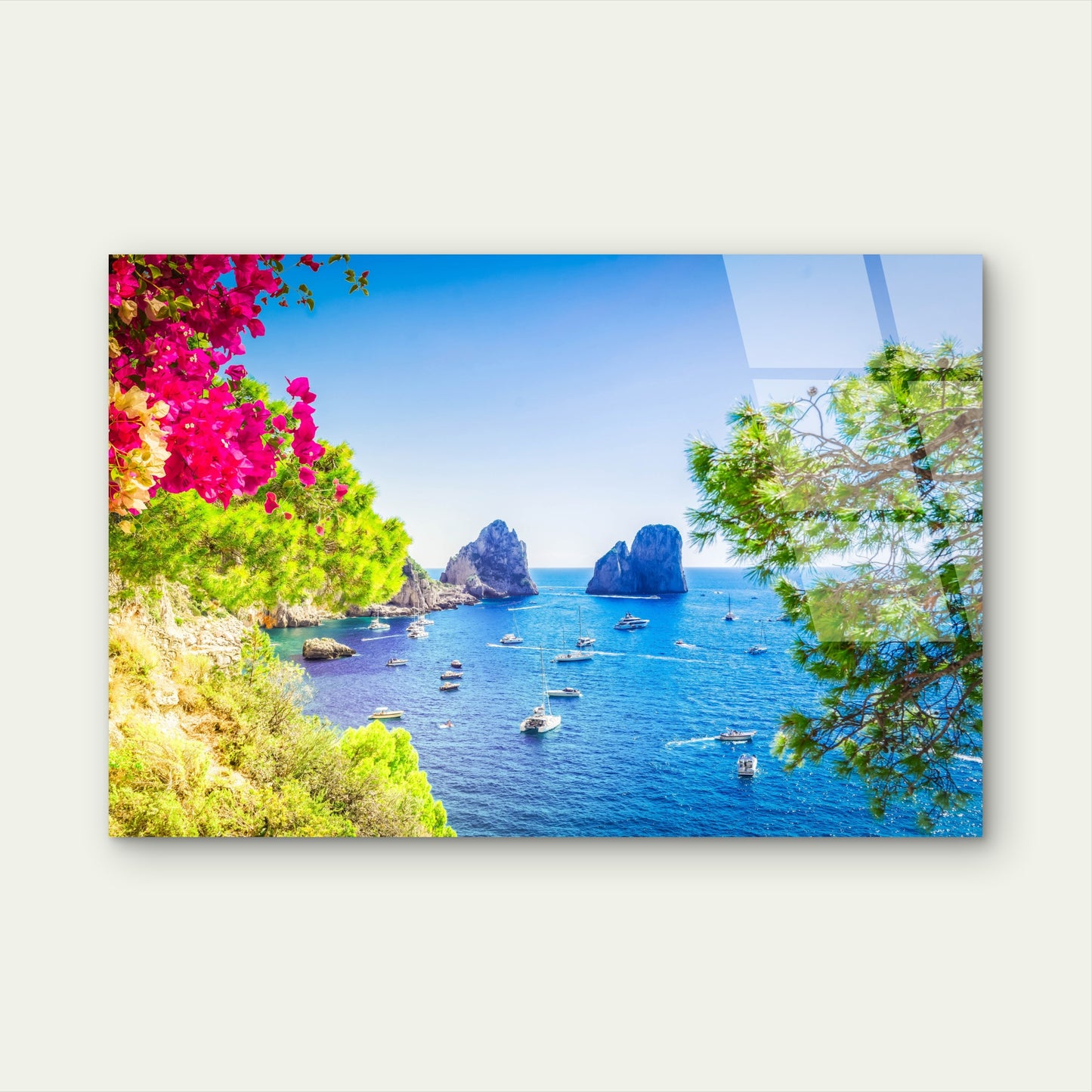 Capri Italy Faraglioni Rocks Ocean Coast  Acrylic  Glass Printing Wall Art Australian Made Quality