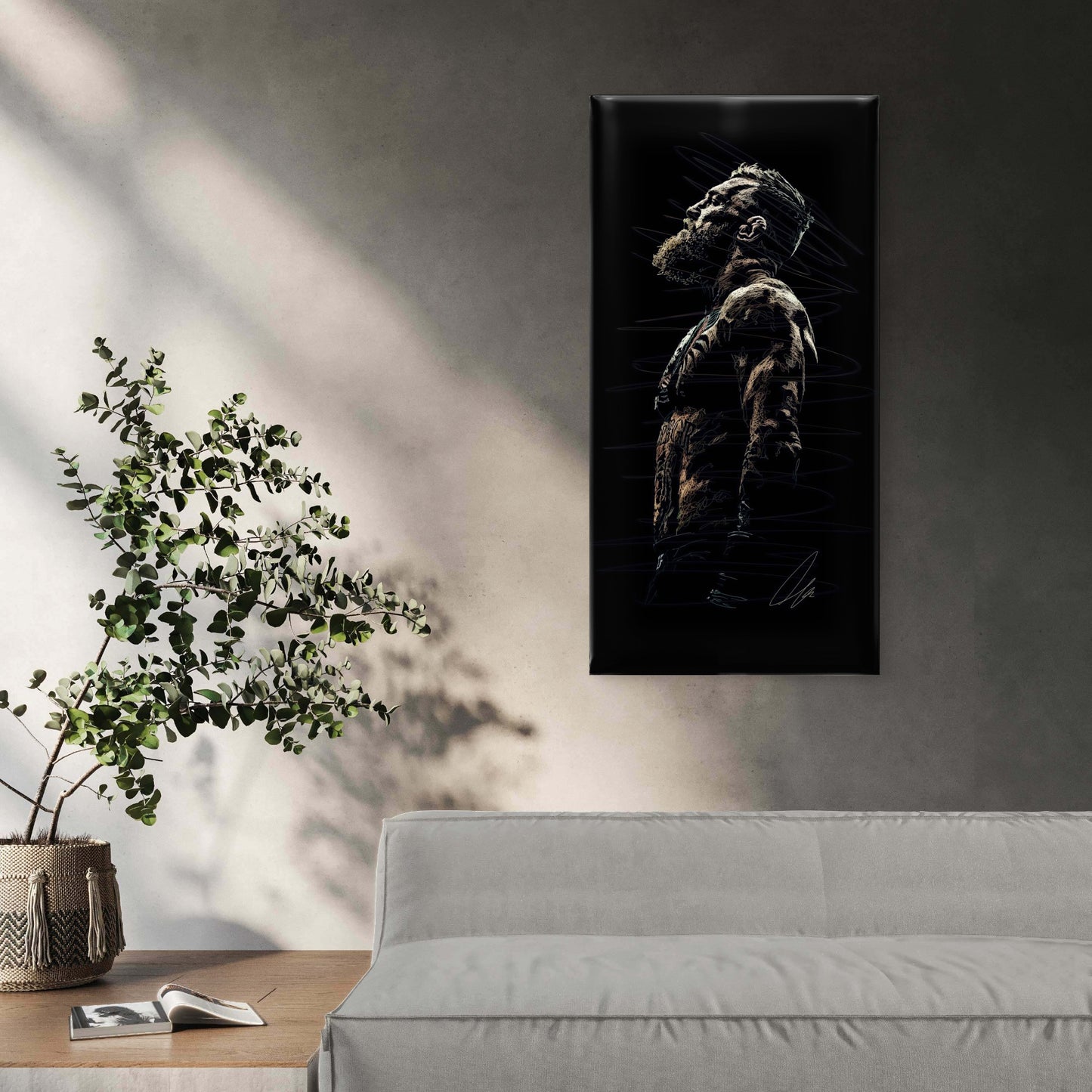 Bearded Boxer Champion Sketch Wall Art Canvas Office Home Room Framed 120x60cm