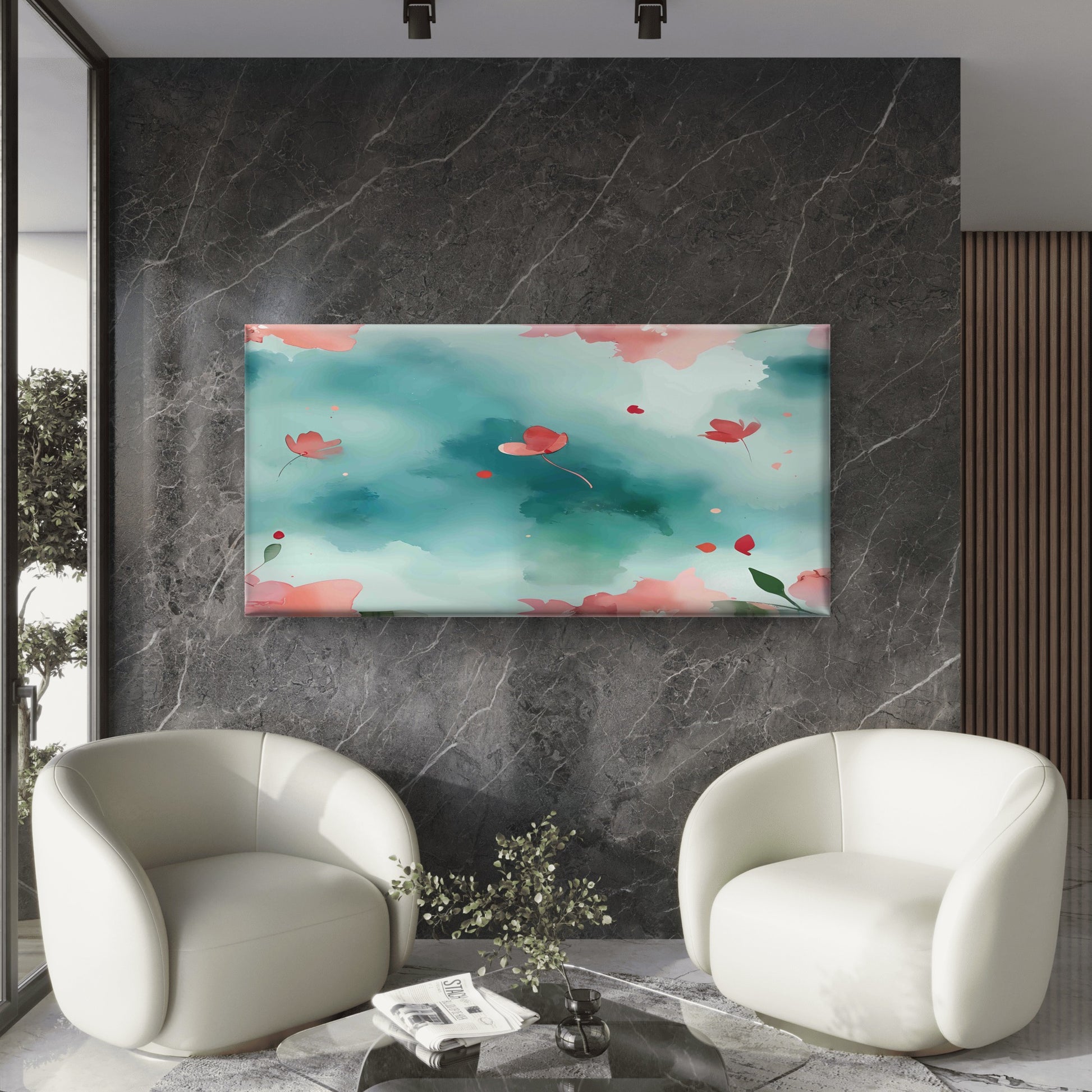 Pastel Floral Spring Abstract Wall Art Canvas Office Home Room Framed 120x60cm - Bella Home Decor