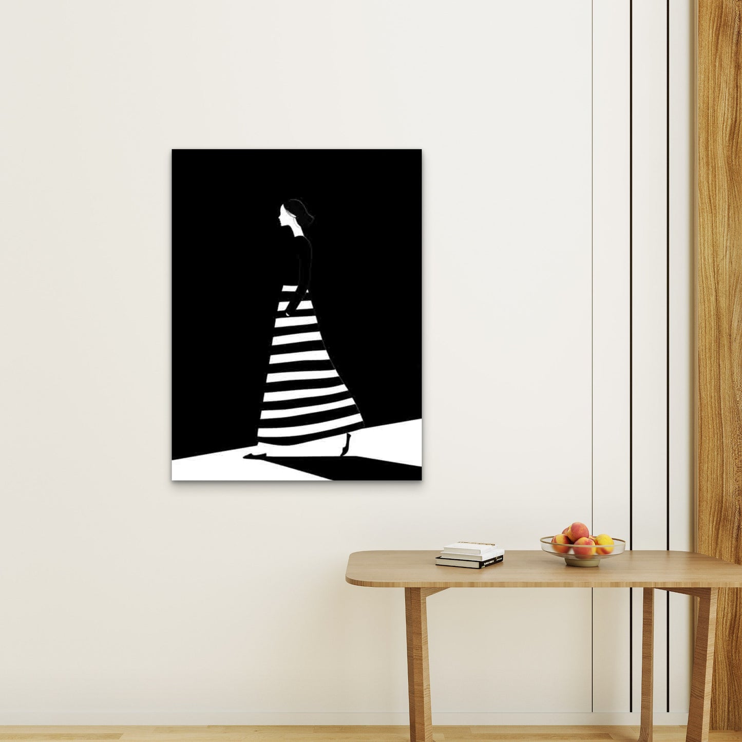 Abstract Black And White Striped Outfit 60x90cm Metal Print Ready to Hang - Bella Home Decor
