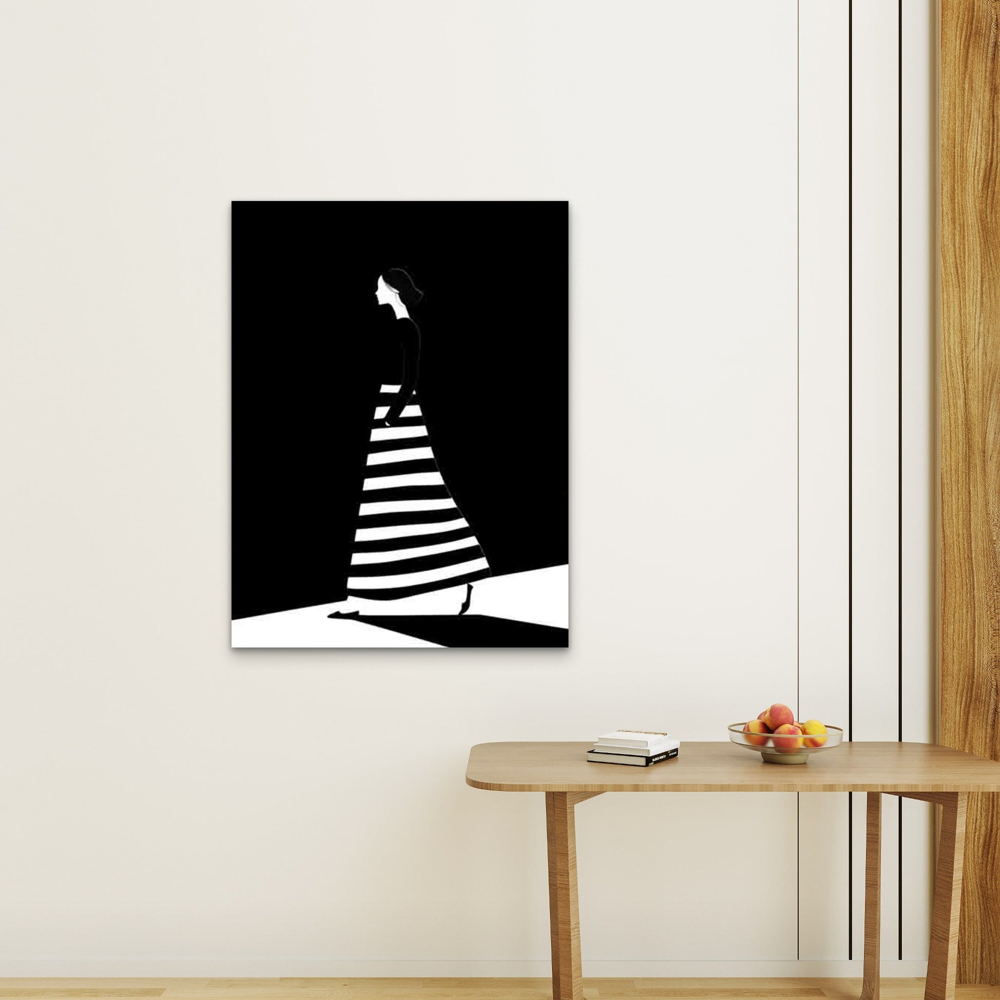 Abstract Black And White Striped Outfit Metal 40x60cm Print Ready to Hang - Bella Home Decor