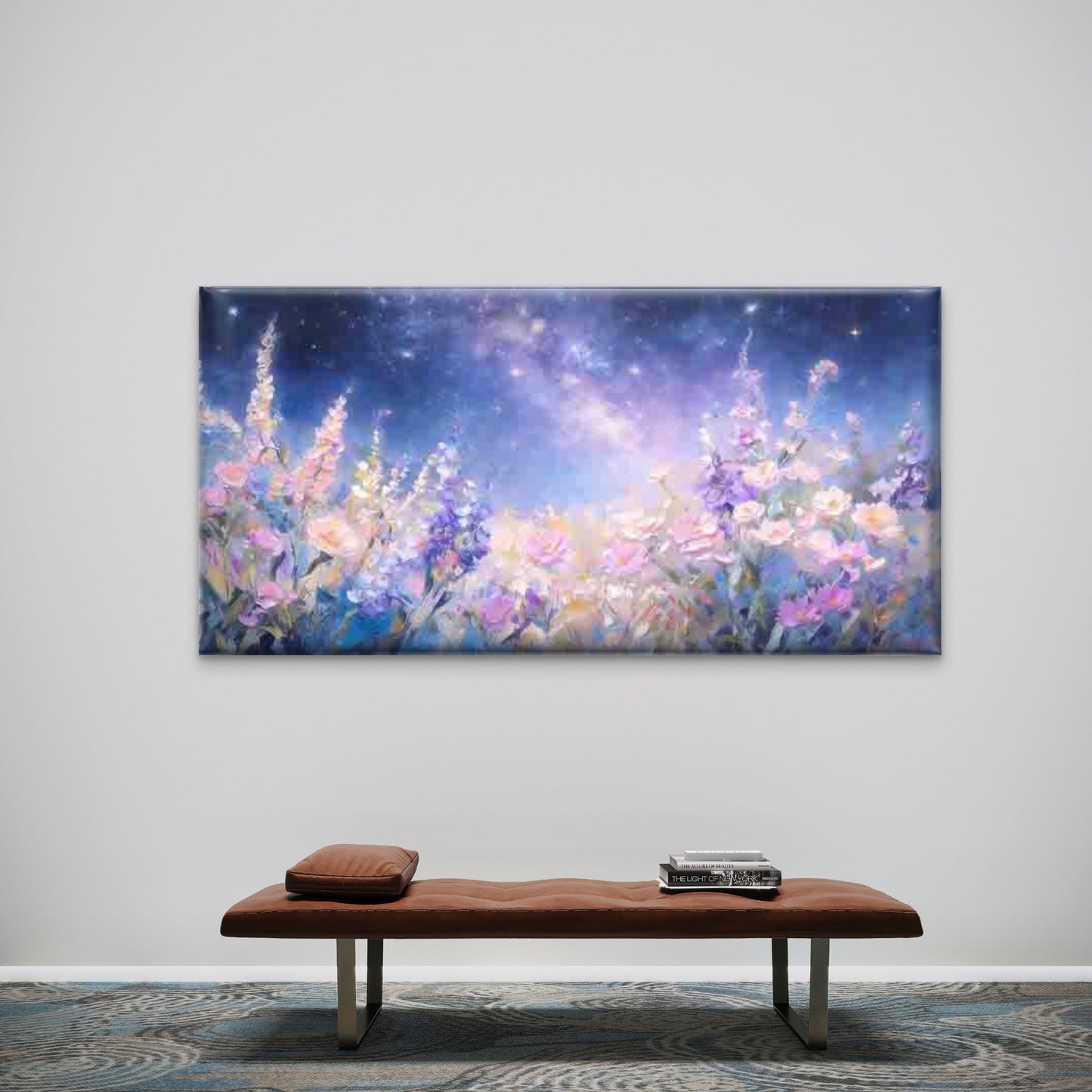 Dreamy Galaxy Flower Field Wall Art Canvas Office Home Room Framed 120x60cm