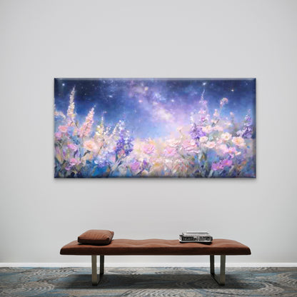 Dreamy Galaxy Flower Field Wall Art Canvas Office Home Room Framed 120x60cm