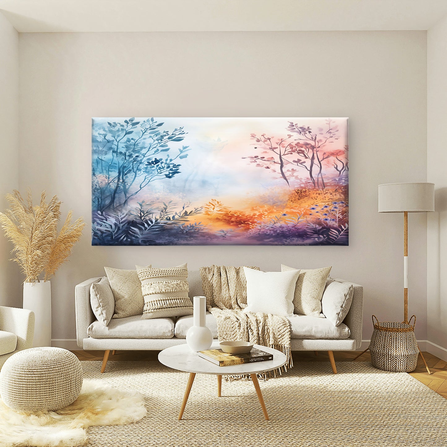 Vibrant Dawn In The Woods Wall Art Canvas Office Home Room Framed 120x60cm