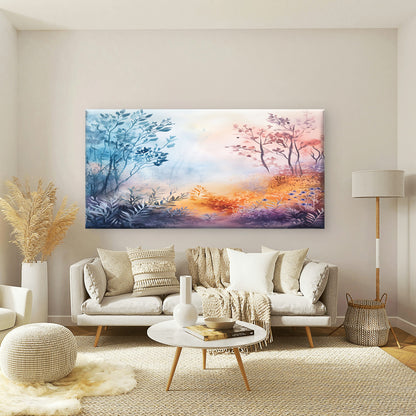 Vibrant Dawn In The Woods Wall Art Canvas Office Home Room Framed 120x60cm