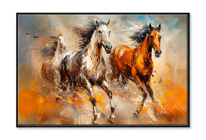 Modern Horse Oil Painting Wall Art Limited Edition High Quality Print Canvas Box Framed Black