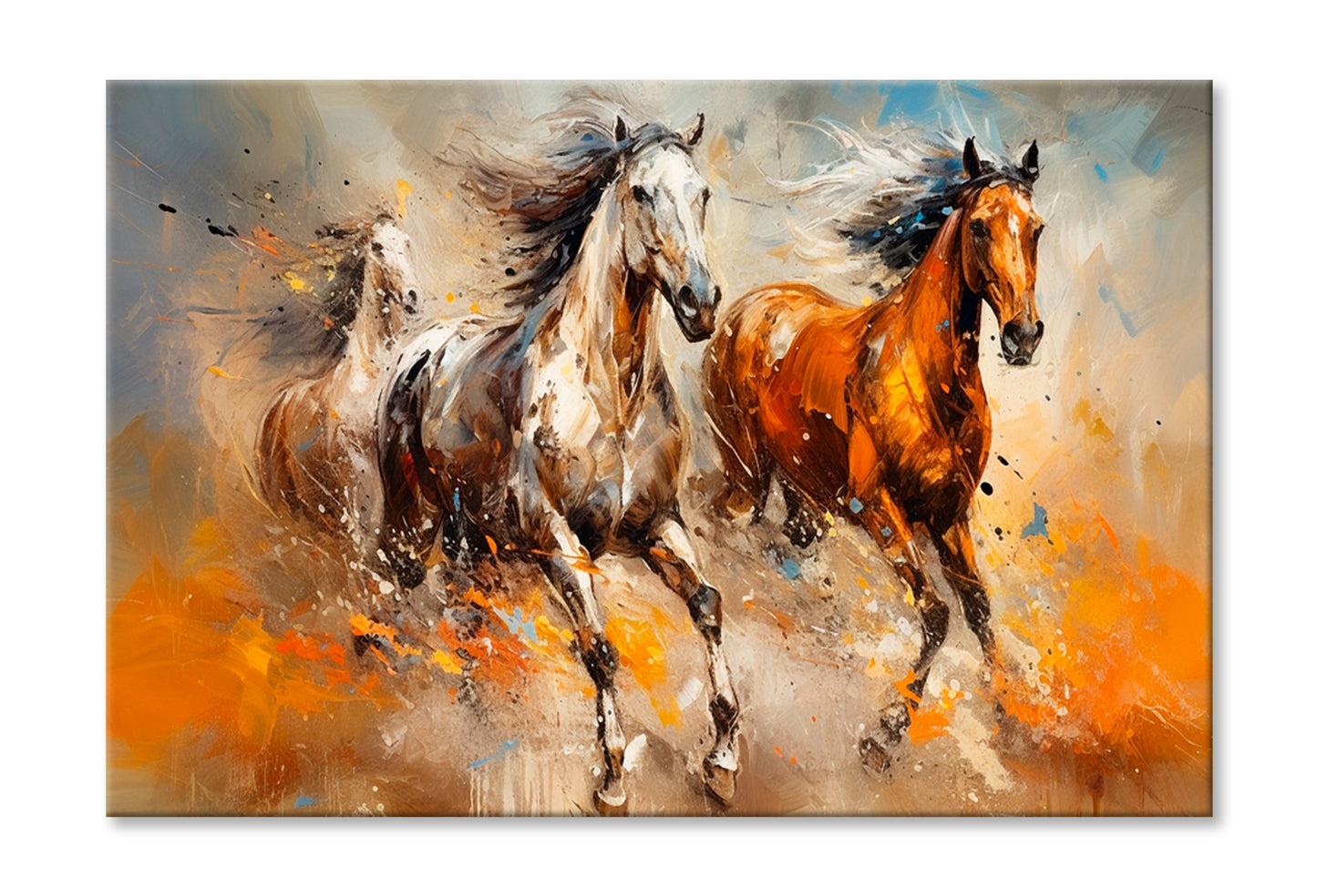 Modern Horse Oil Painting Wall Art Limited Edition High Quality Print Stretched Canvas None