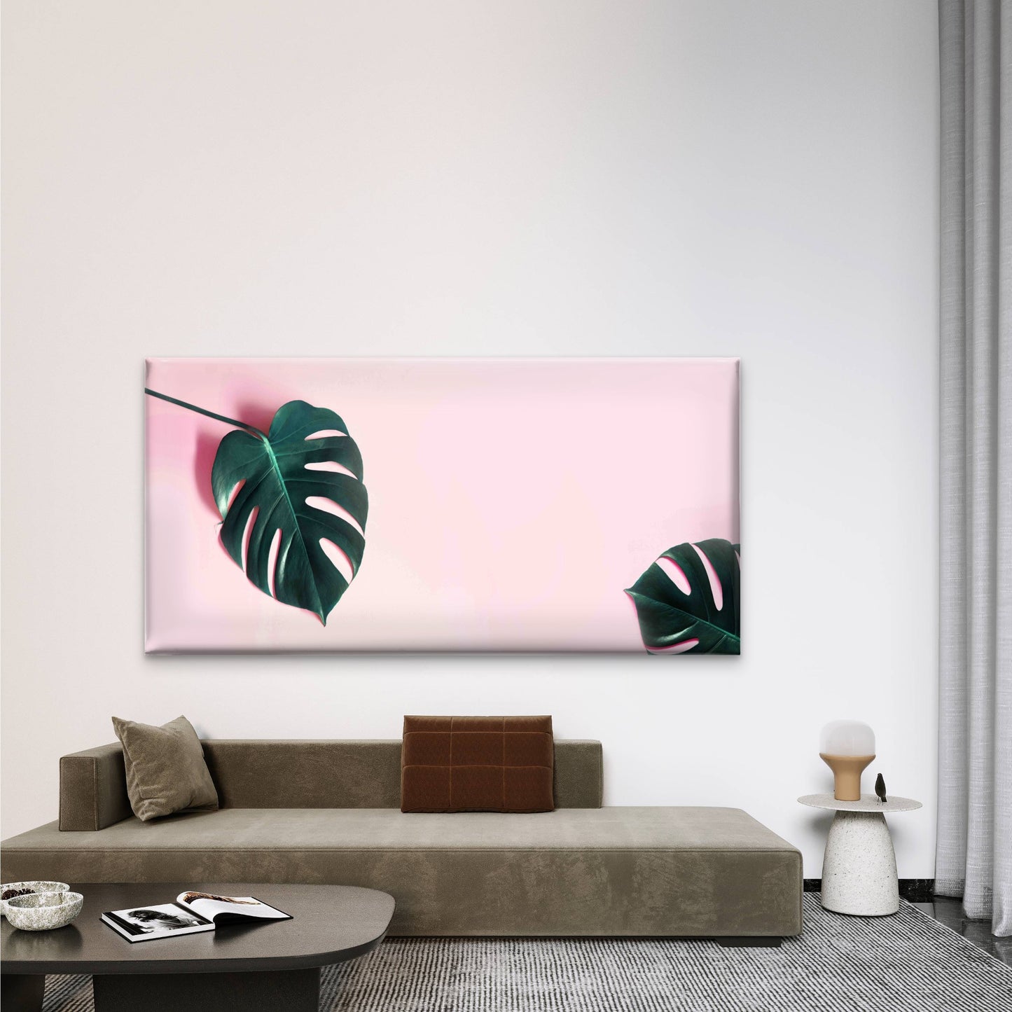 Plakat Green Leaf of Monstera Wall Art Canvas Office Home Room Framed 120x60cm