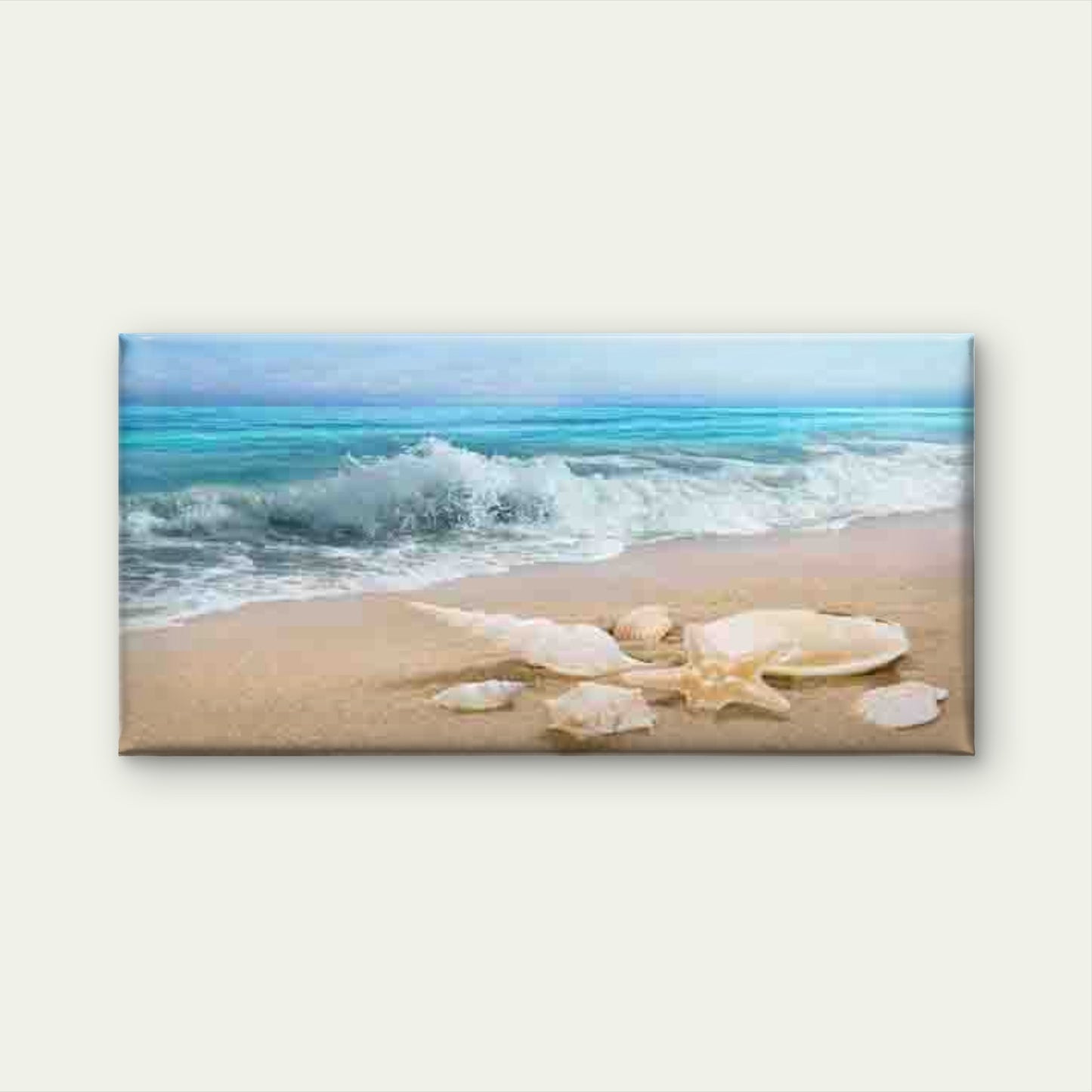 Seashells And Ocean Waves Wall Art Canvas Office Home Room Framed 120x60cm