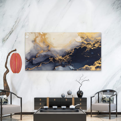 Swirls of Gilded Marble Wall Art Canvas Office Home Room Framed 120x60cm - Bella Home Decor