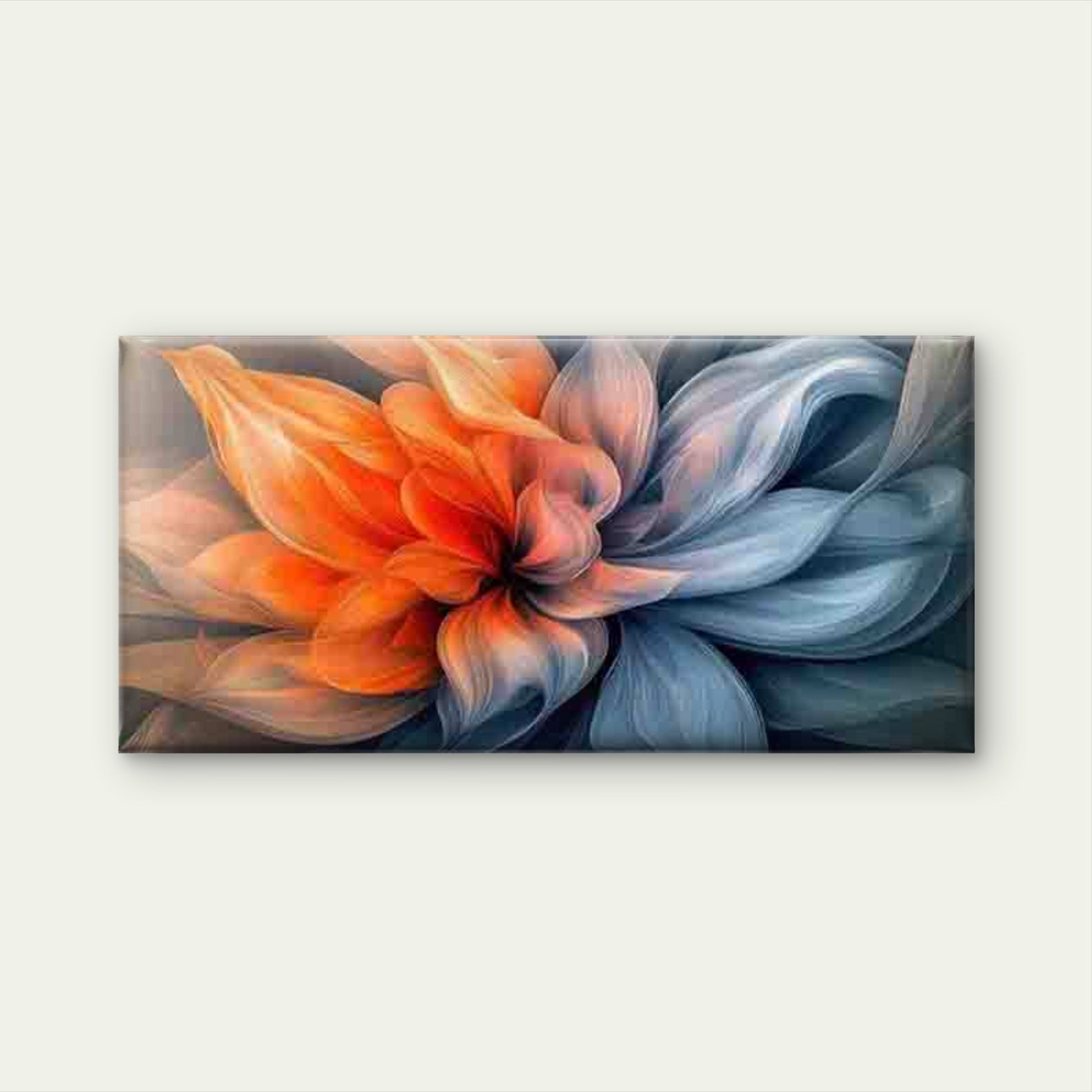 Orange and Blue Bloom Design Wall Art Canvas Office Home Room Framed 120x60cm - Bella Home Decor