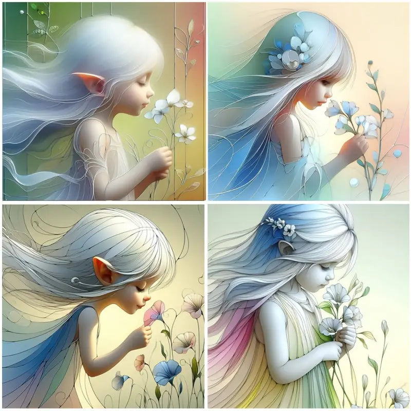 4pcs Little Girl  Wall Art Canvas Framed