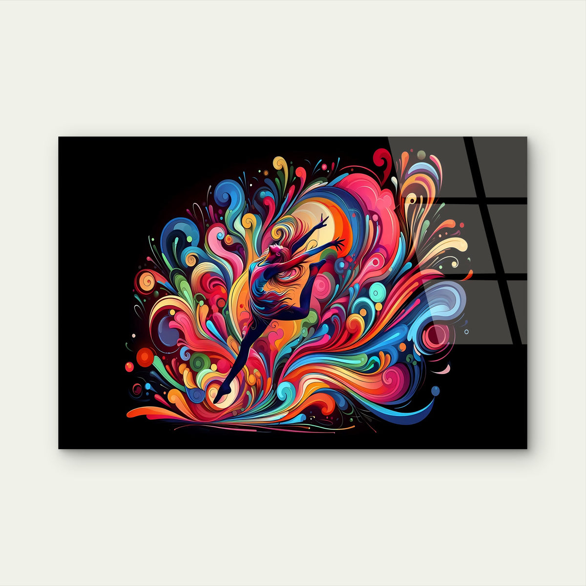 Vibrant Silhouette Ballet Dancer Wave Acrylic Glass Printing Wall Art Australian Made Quality