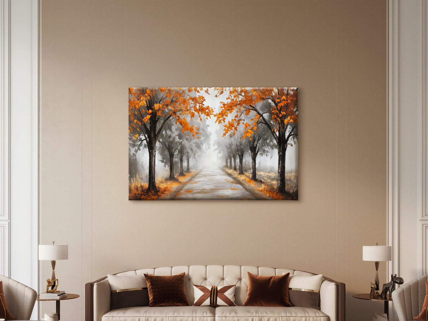 Black And White Autumn Tree Path Way Wall Art Decor 100% Australian Made - Bella Home Decor