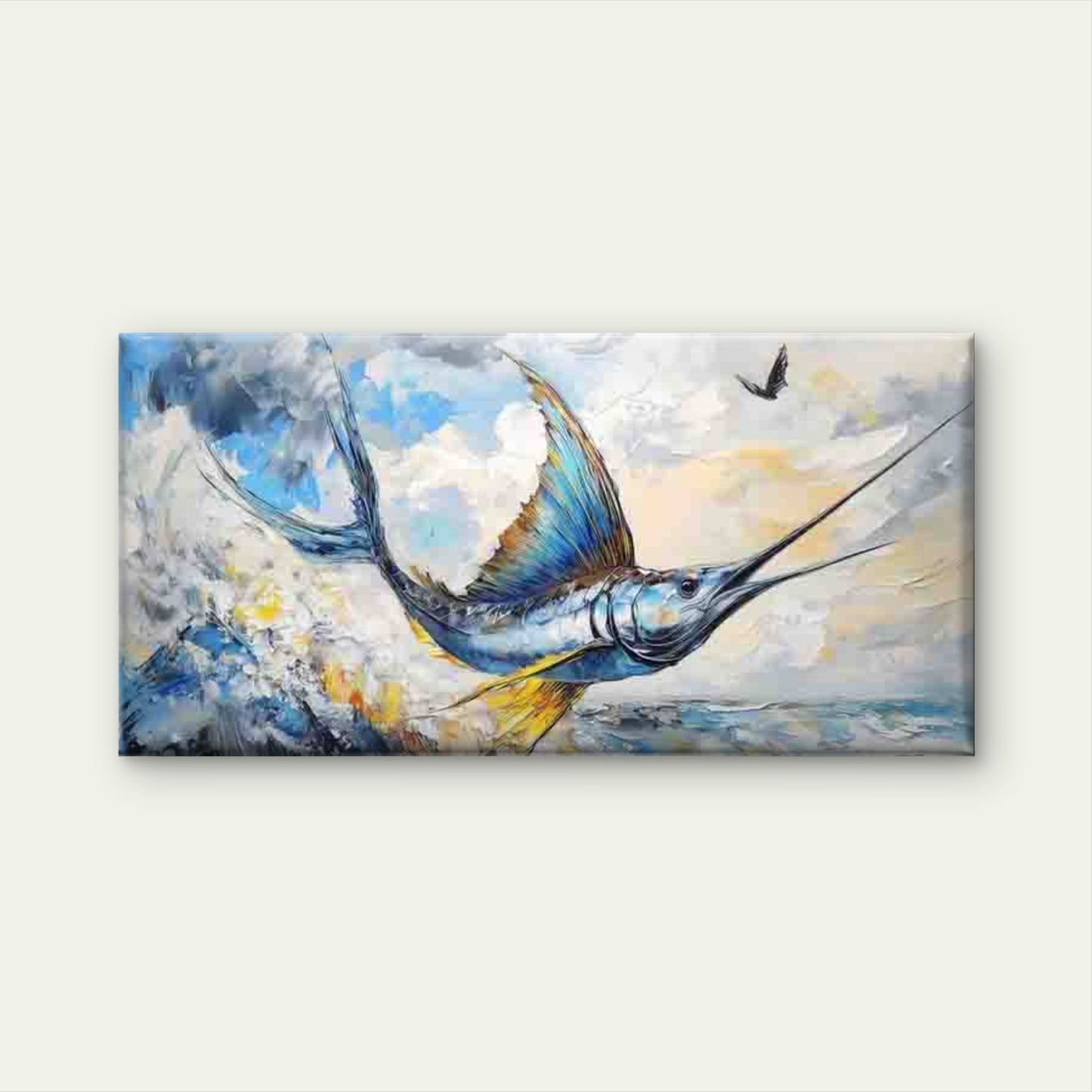 Abstract Painting of an Ocean Wall Art Canvas Office Home Room Framed 120x60cm - Bella Home Decor