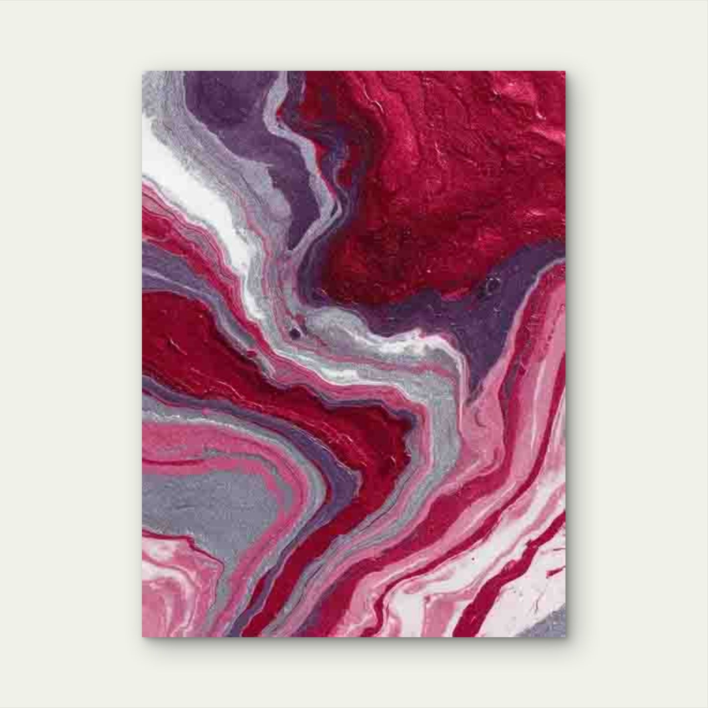 Deep Burgundy & Pink Swirls Abstract Metal Print Ready to Hang