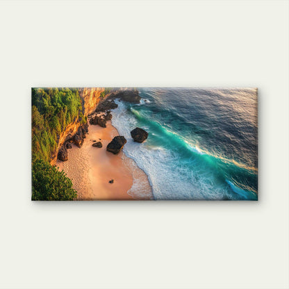 Maluku Islands Cliff Beach Wall Art Canvas Office Home Room Framed 120x60cm - Bella Home Decor