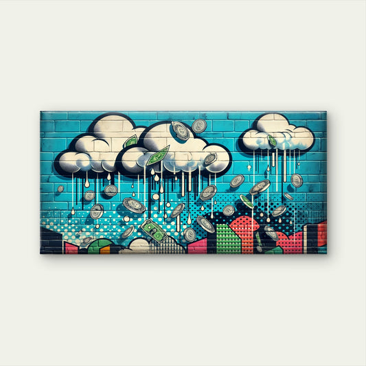 Modern Graffiti Brick Dollar Wall Art Canvas Office Home Room Framed 120x60cm