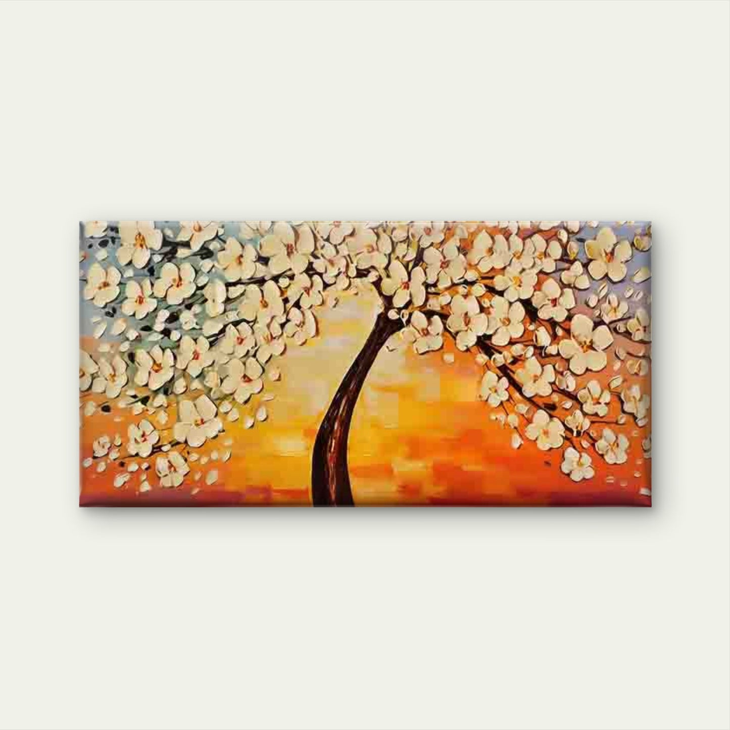 Abstract White Blossom Tree Wall Art Canvas Office Home Room Framed 120x60cm - Bella Home Decor