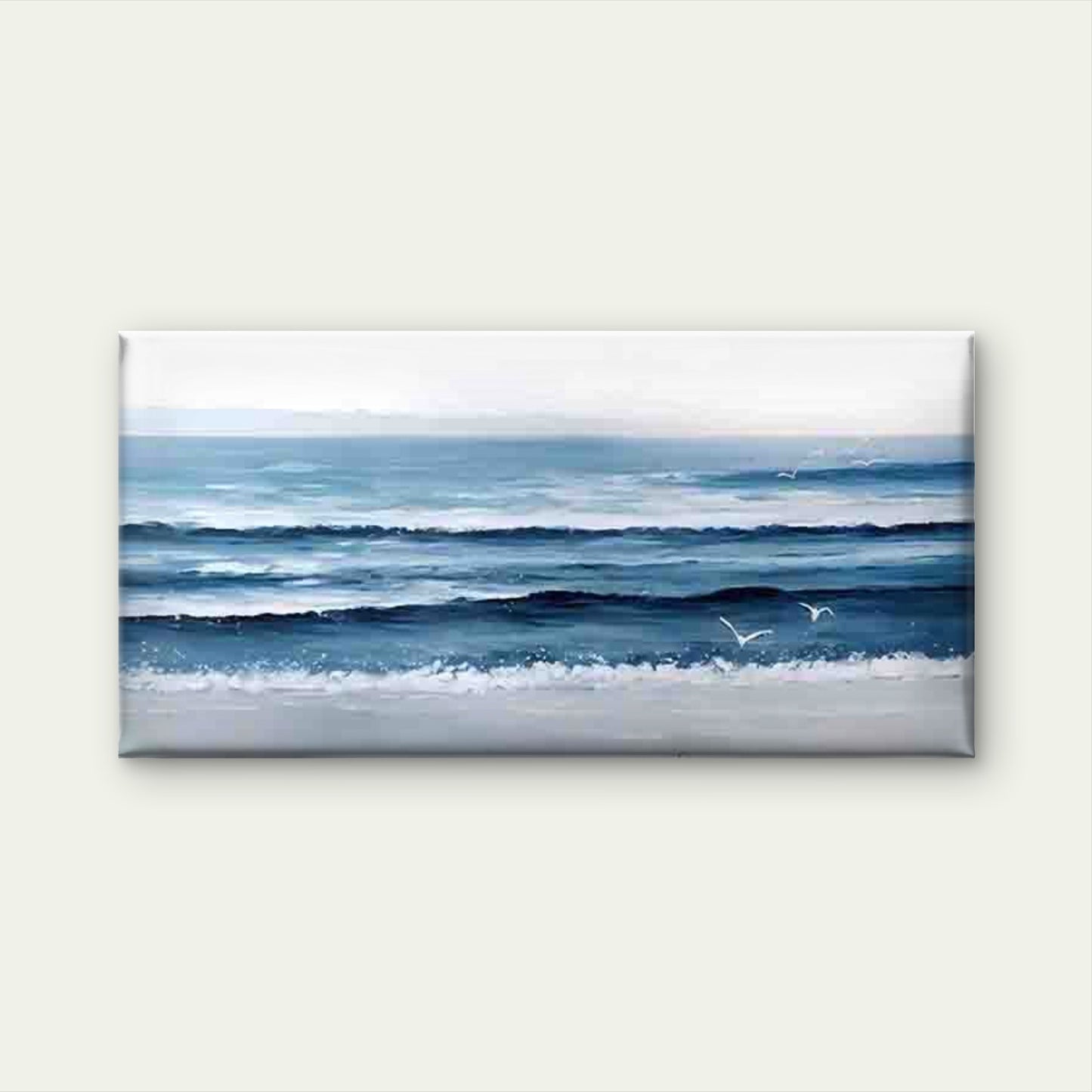 Blue Ocean Waves & Seagulls Wall Art Canvas Office Home Room Framed 120x60cm - Bella Home Decor