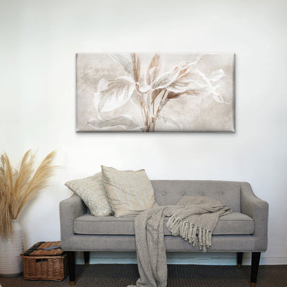 Beige Boho Botanical Leaf Wall Art Canvas Office Home Room Framed 120x60cm