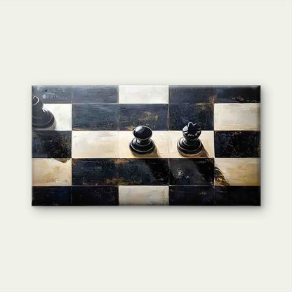 Black and White Chessboard Wall Art Canvas Office Home Room Framed 120x60cm - Bella Home Decor
