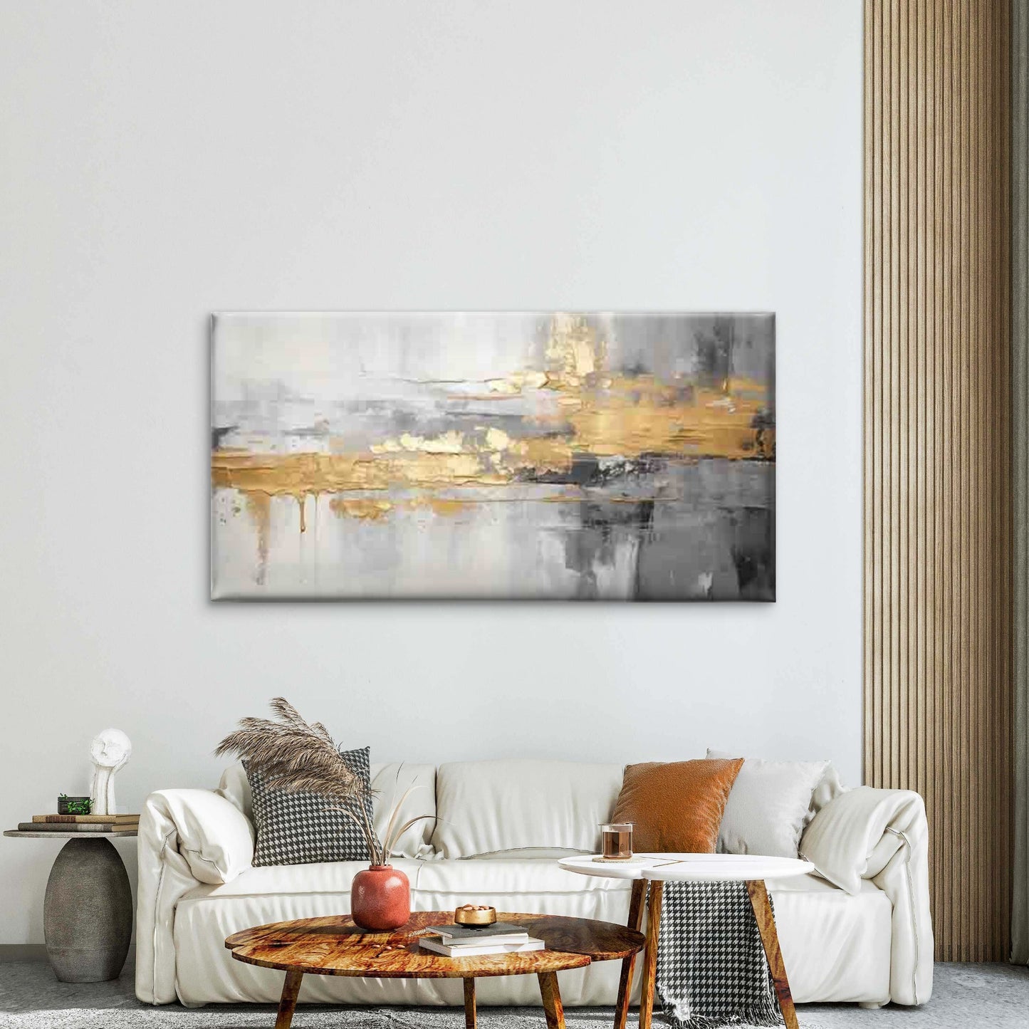 Modern Abstract with Accent Wall Art Canvas Office Home Room Framed 120x60cm