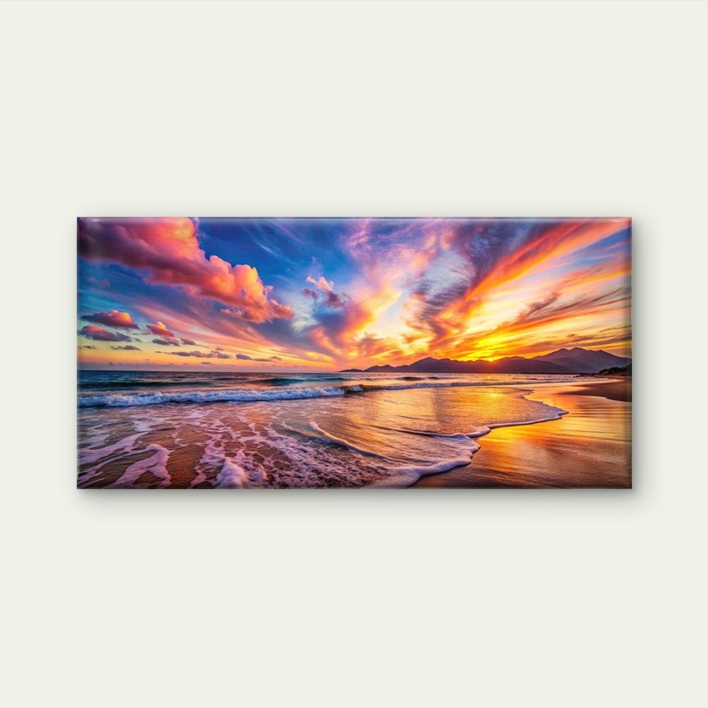 Beautiful Ocean Sunset Sky Wall Art Canvas Office Home Room Framed 120x60cm