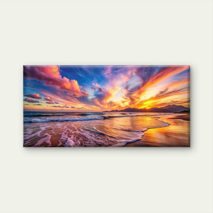 Beautiful Ocean Sunset Sky Wall Art Canvas Office Home Room Framed 120x60cm