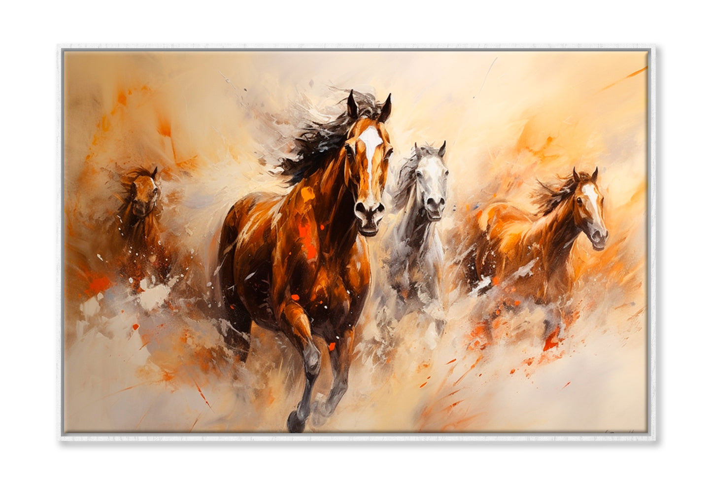 Abstract Horse Oil Painting Wall Art Limited Edition High Quality Print Canvas Box Framed White