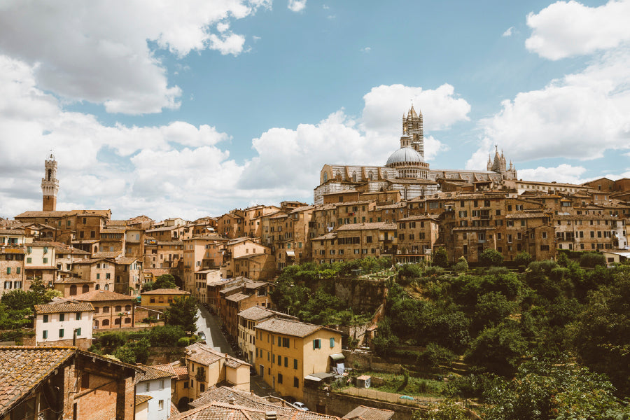 Siena City With Historic Buildings Glass Framed Wall Art, Ready to Hang Quality Print