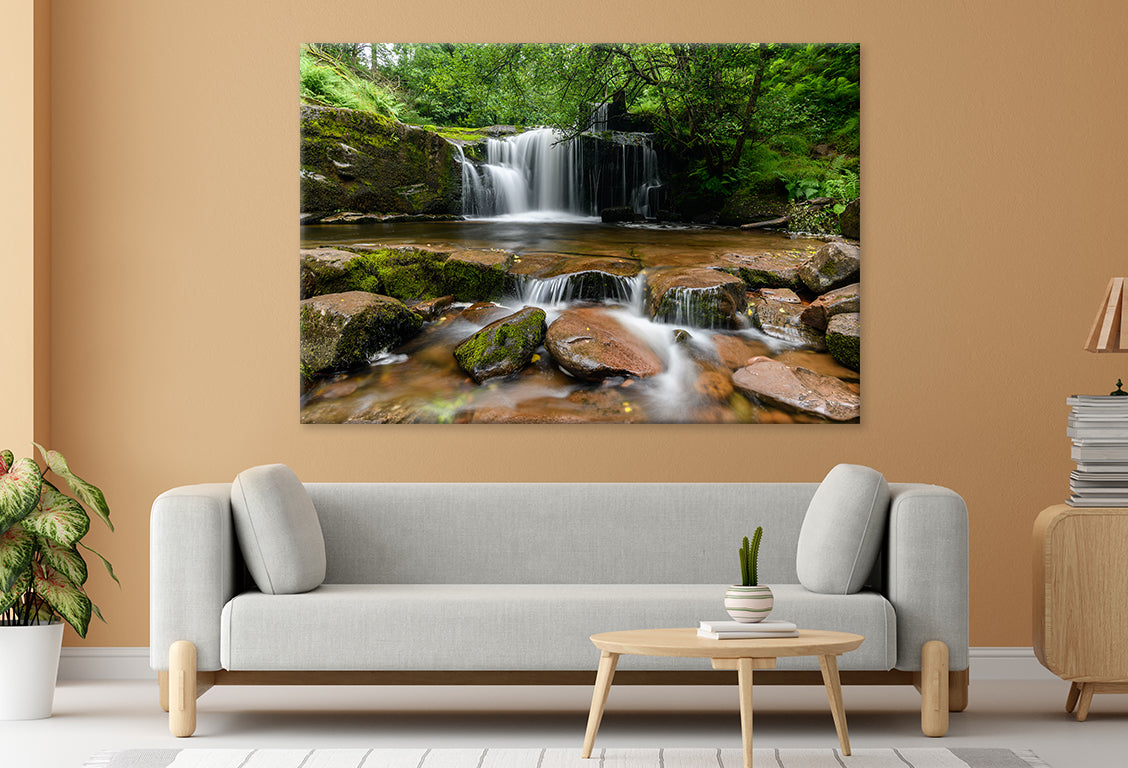 Brecon Beacons Waterfall View  Wall Art Decor 100% Australian Made