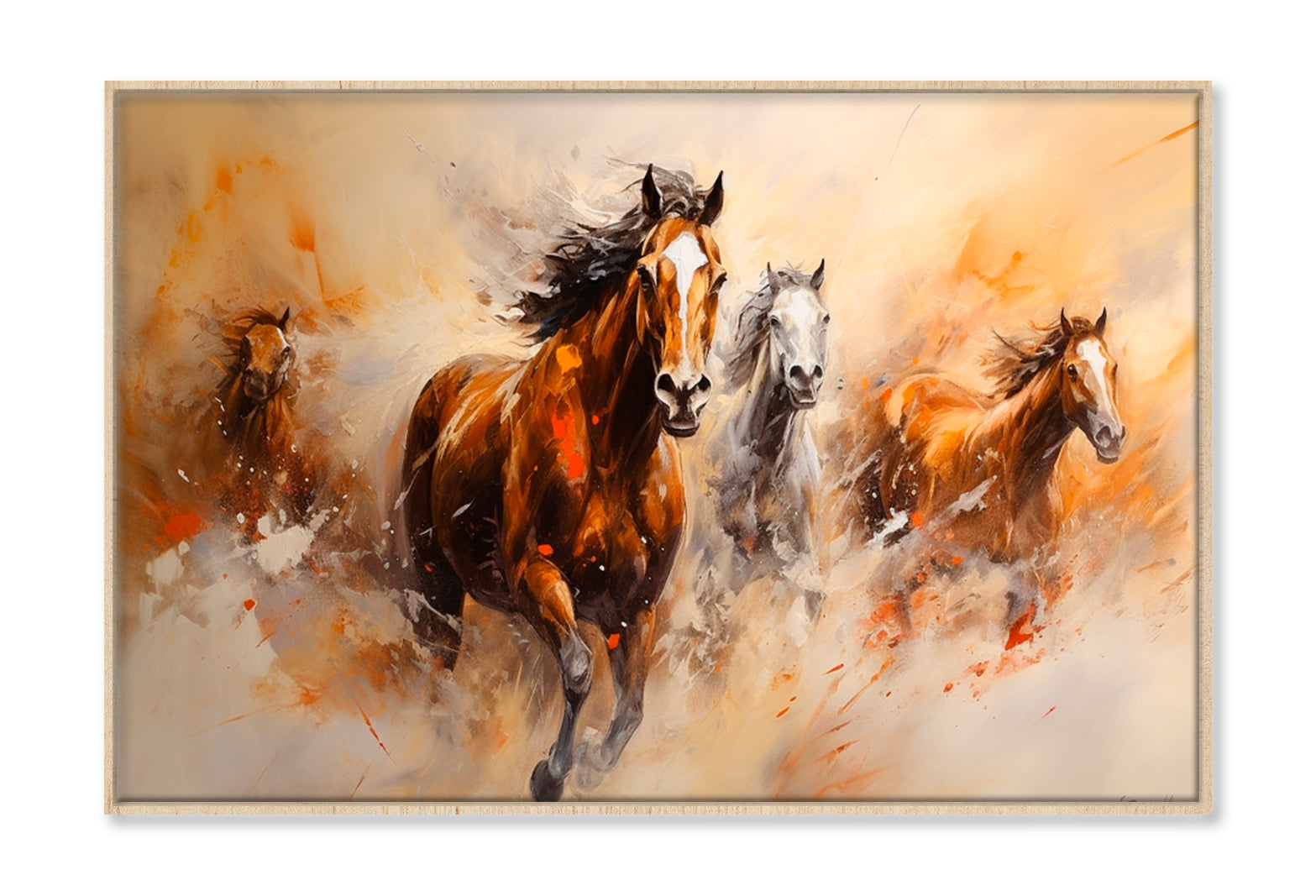 Abstract Horse Oil Painting Wall Art Limited Edition High Quality Print Canvas Box Framed Natural