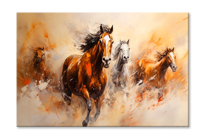 Abstract Horse Oil Painting Wall Art Limited Edition High Quality Print Stretched Canvas None