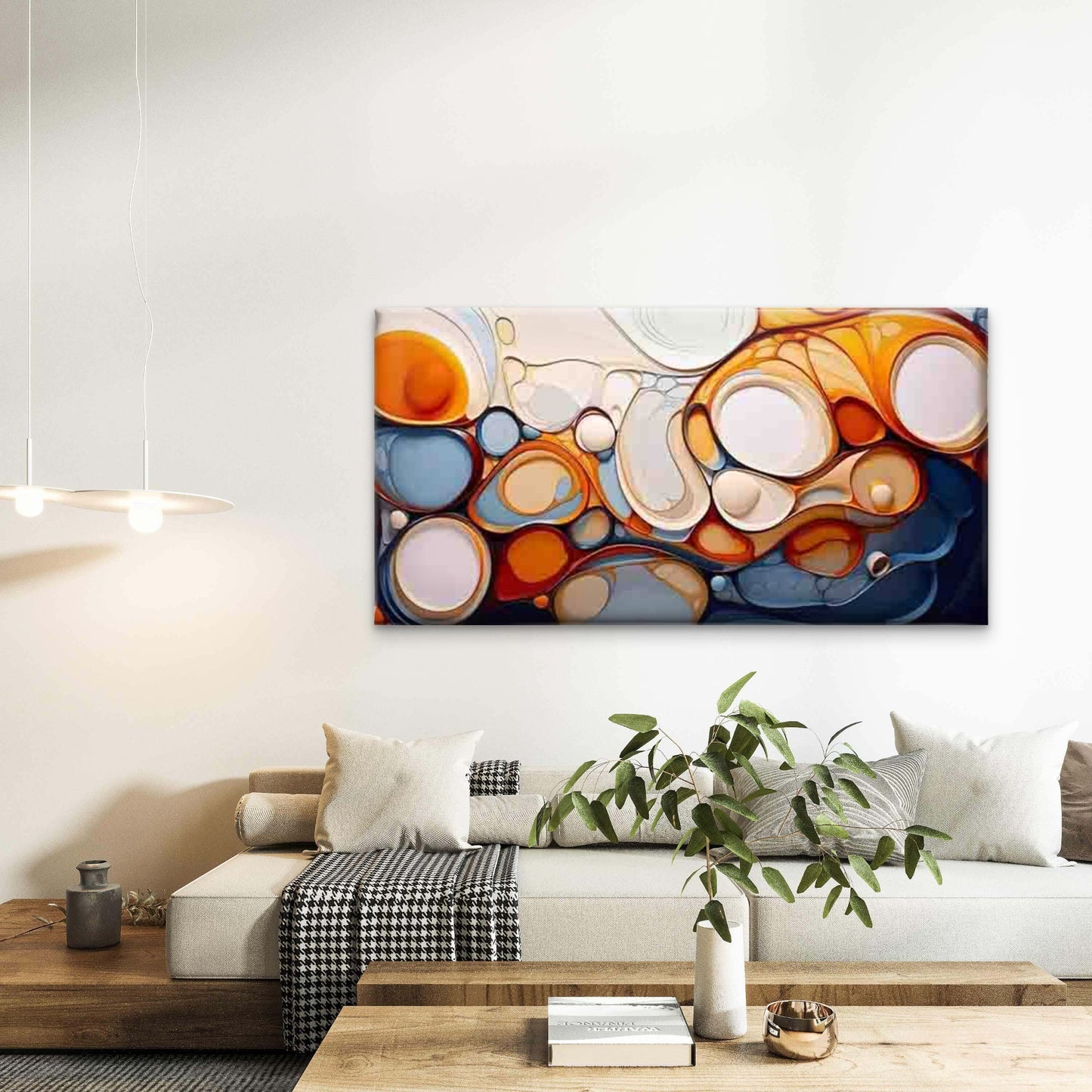 Abstract Fluid Shapes Wall Art Canvas Office Home Room Framed 120x60cm - Bella Home Decor