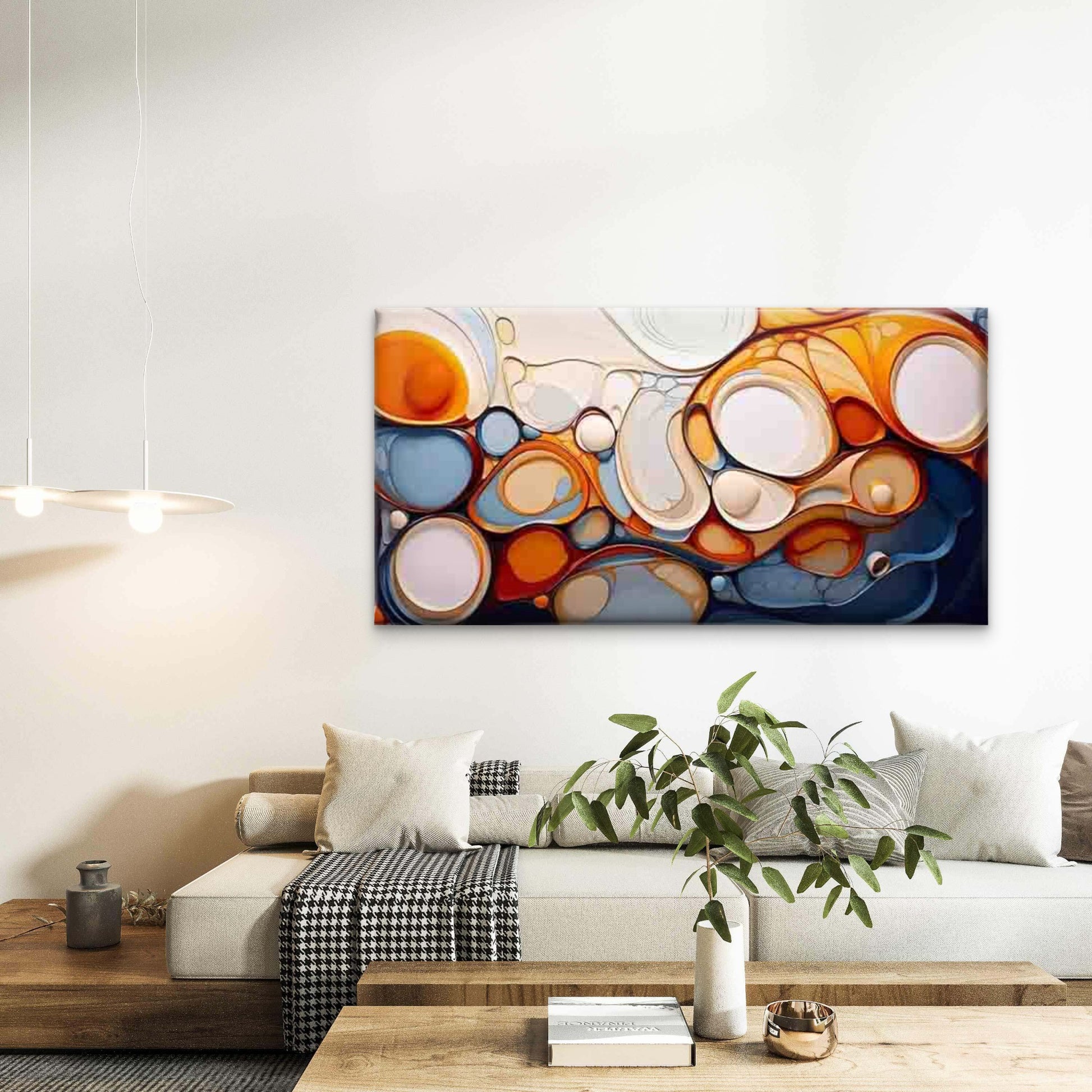 Abstract Fluid Shapes Wall Art Canvas Office Home Room Framed 120x60cm - Bella Home Decor