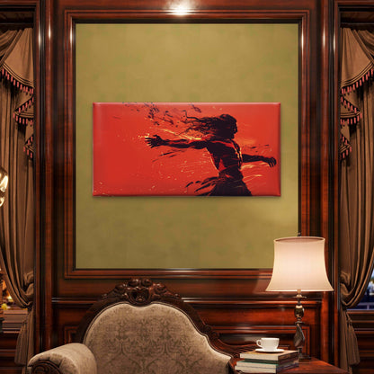 Stylized Figure With Flowing Hair Engaged Wall Art Canvas Office Home Room Framed 120x60cm