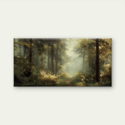 Green Trees & Sunlit Forest Wall Art Canvas Office Home Room Framed 120x60cm