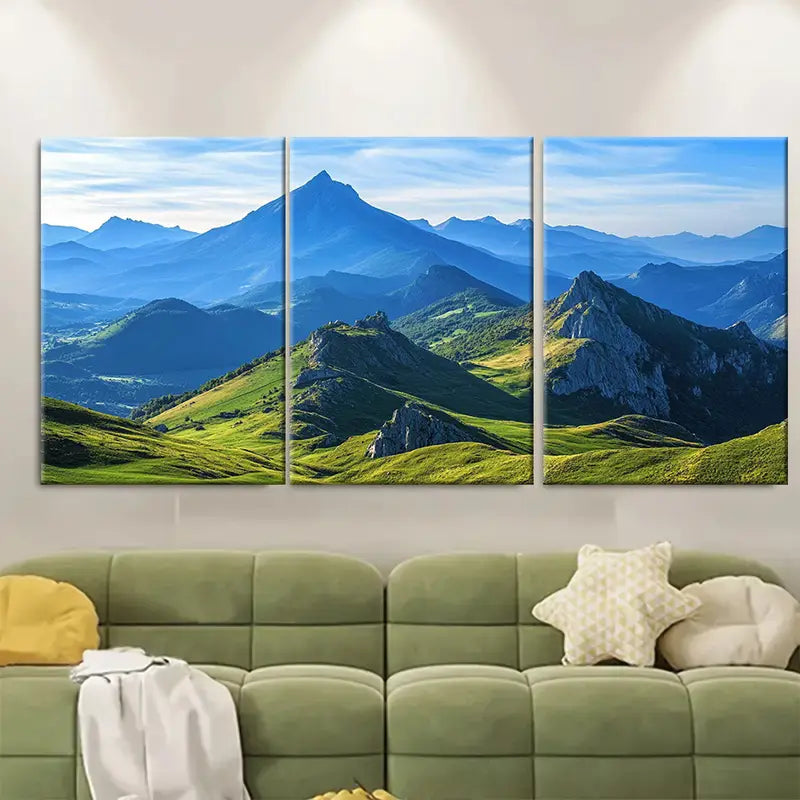 3pcs Pyrenees France Vintage Mountain Wall Art Set Canvas Framed 40x60cm - High Quality Print 100% Australian Made Wall Canvas Ready to Hang