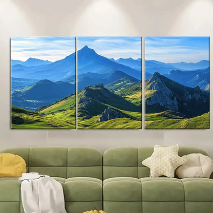 3pcs Pyrenees France Vintage Mountain Wall Art Set Canvas Framed 50x70cm - High Quality Print 100% Australian Made Wall Canvas Ready to Hang