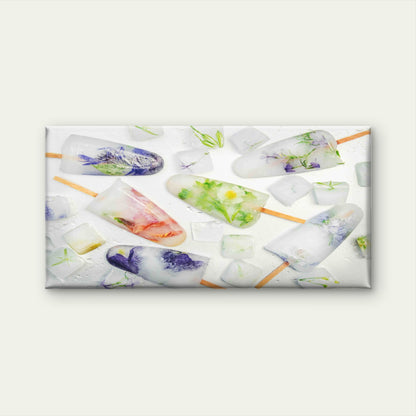 Frozen Flowers In Ice Cubes Wall Art Canvas Office Home Room Framed 120x60cm