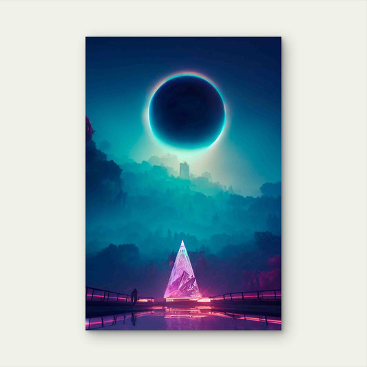Eclipse From Futuristic City 60x90cm Metal Print Ready to Hang