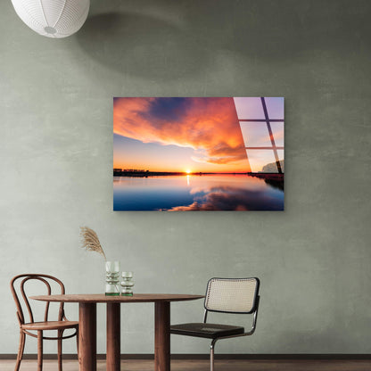 Beautiful Sunset Lake View Glass Printing Wall Art Australian Made Quality